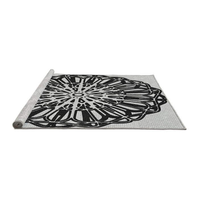 Sideview of Machine Washable Transitional Charcoal Black Rug, wshpat940gry