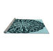 Sideview of Machine Washable Transitional Deep Teal Green Rug, wshpat940lblu