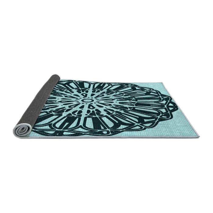 Thickness of Patterned Deep Teal Green Rug, pat940lblu