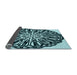 Thickness of Patterned Deep Teal Green Rug, pat940lblu