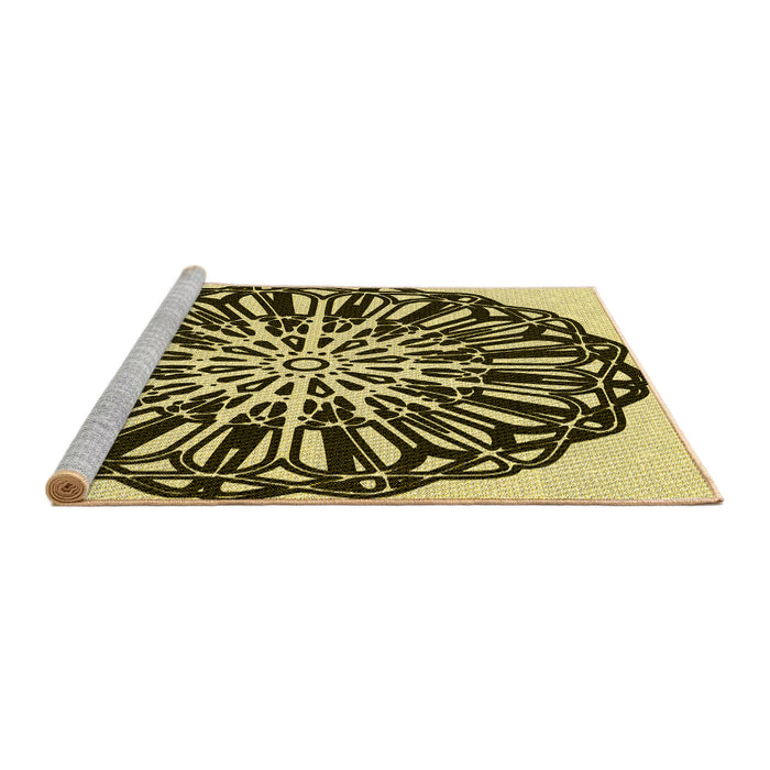 Sideview of Machine Washable Transitional Midnight Gray Rug, wshpat940yw