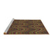 Sideview of Machine Washable Transitional Hazel Green Rug, wshpat941brn