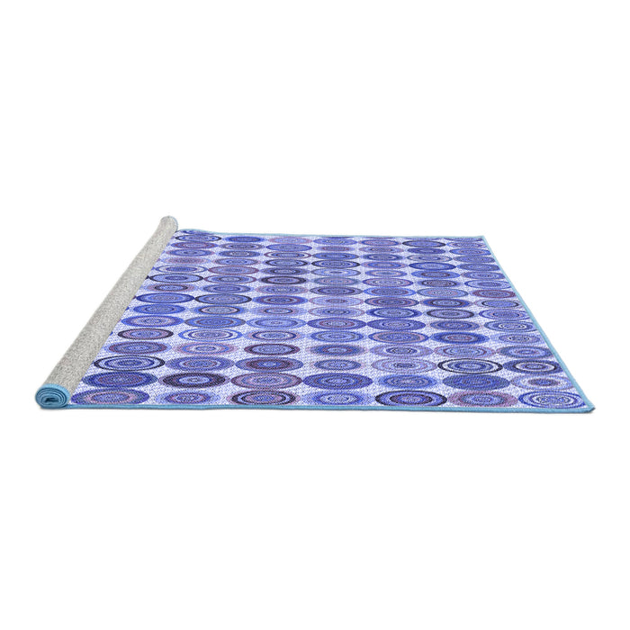 Sideview of Machine Washable Transitional Jeans Blue Rug, wshpat943blu