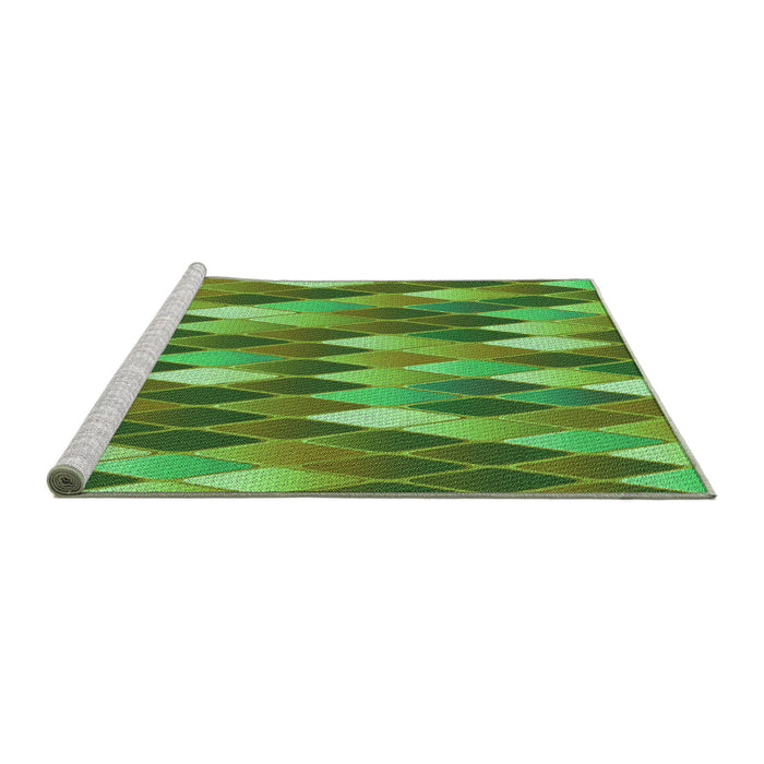 Sideview of Machine Washable Transitional Green Rug, wshpat95grn