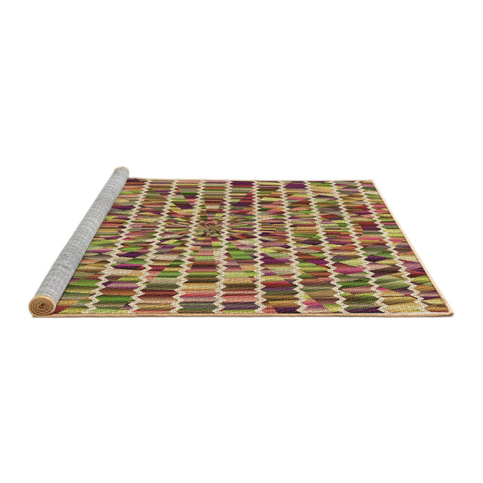 Sideview of Machine Washable Transitional Brown Red Rug, wshpat951brn