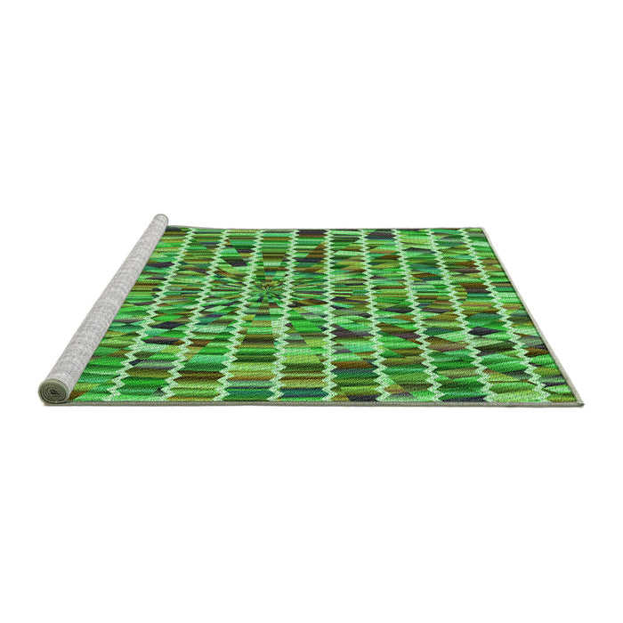 Sideview of Machine Washable Transitional Green Rug, wshpat951grn