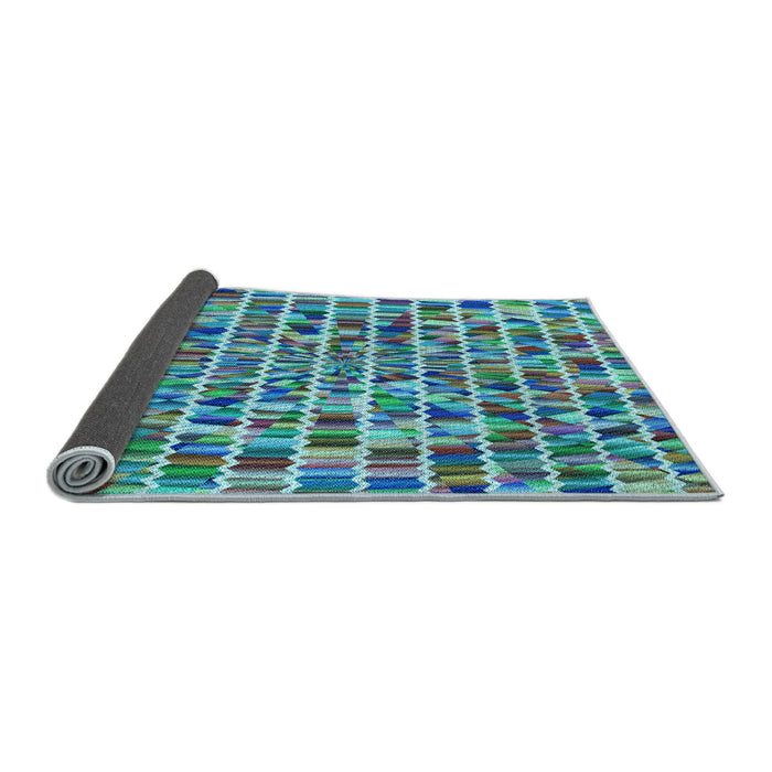 Thickness of Patterned Turquoise Green Rug, pat951lblu