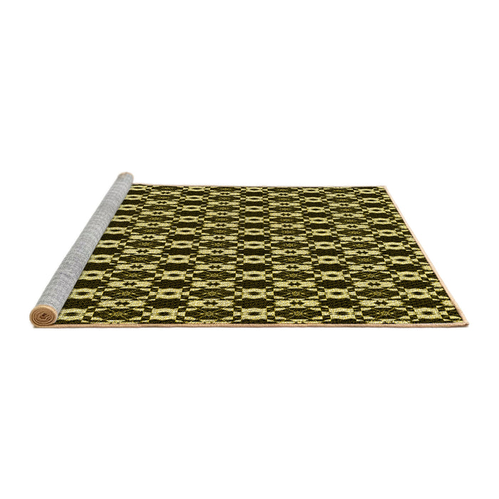 Sideview of Machine Washable Transitional Metallic Gold Rug, wshpat956yw
