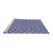 Sideview of Machine Washable Transitional Blue Rug, wshpat957blu