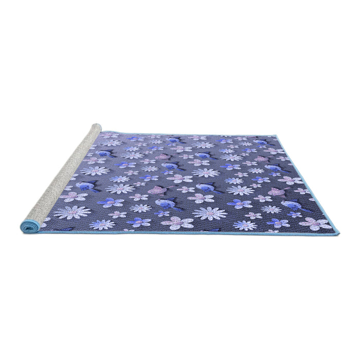 Sideview of Machine Washable Transitional Deep Periwinkle Purple Rug, wshpat959blu