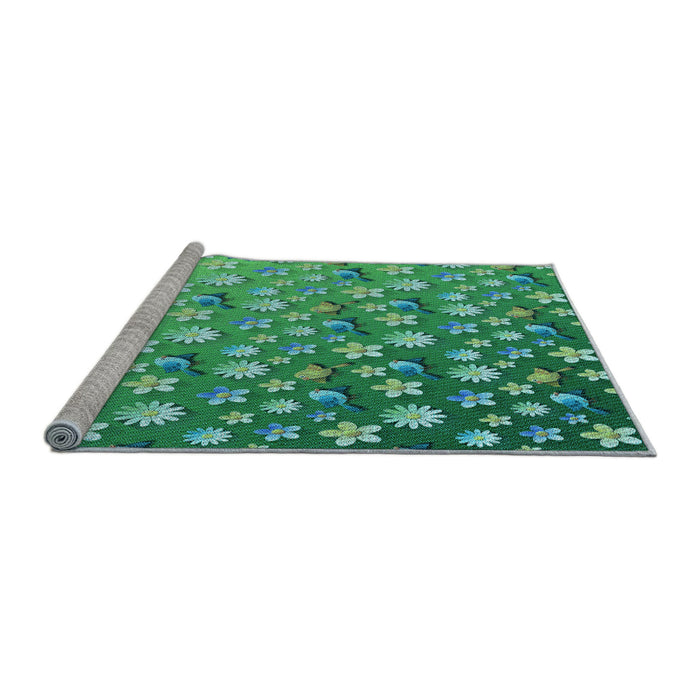 Sideview of Machine Washable Transitional Lime Mint Green Rug, wshpat959lblu