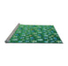 Sideview of Machine Washable Transitional Lime Mint Green Rug, wshpat959lblu