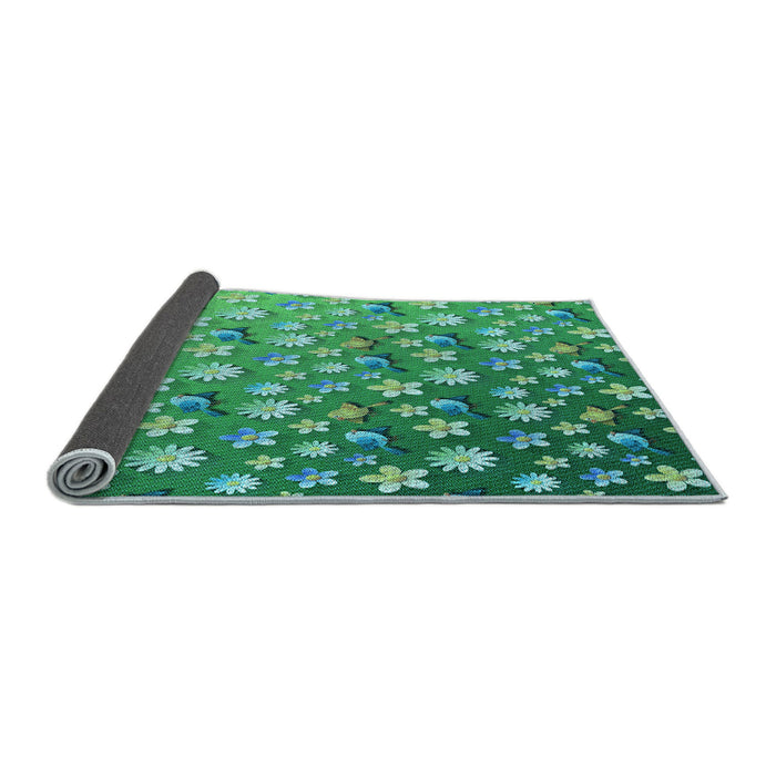 Thickness of Patterned Lime Mint Green Rug, pat959lblu