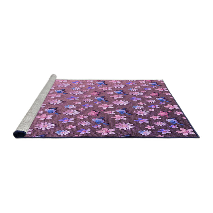 Sideview of Machine Washable Transitional Pink Plum Purple Rug, wshpat959pur