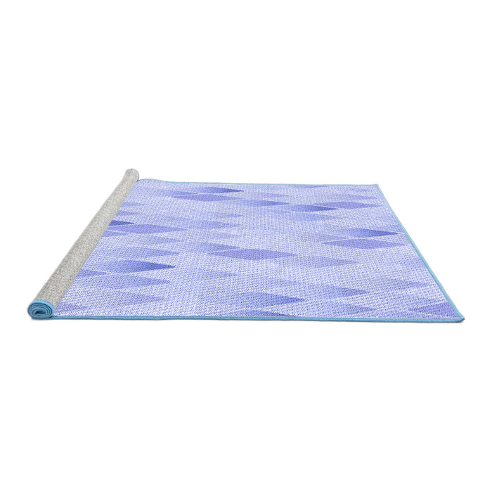 Sideview of Machine Washable Transitional Sky Blue Rug, wshpat96blu