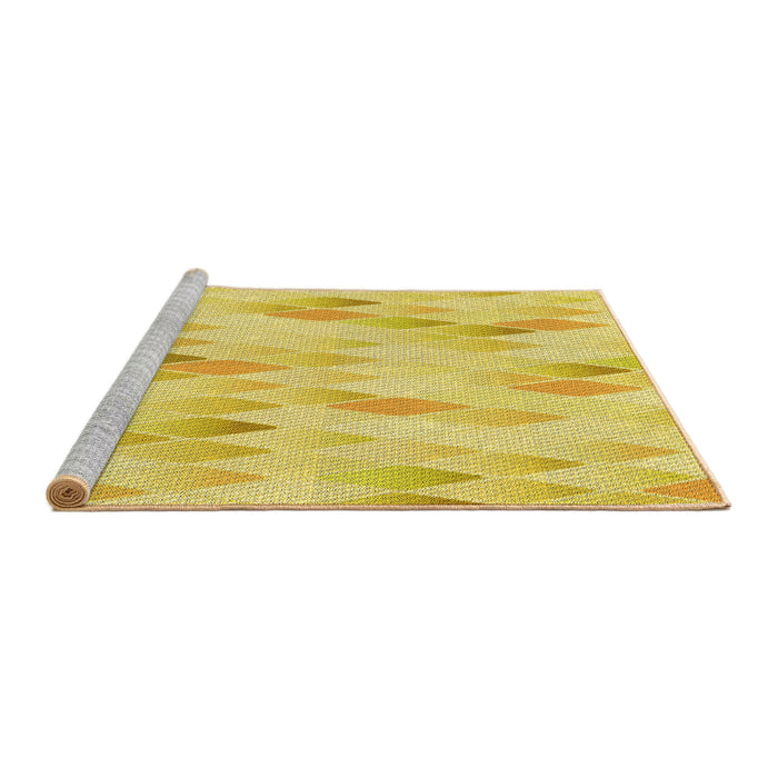 Sideview of Machine Washable Transitional Yellow Rug, wshpat96yw
