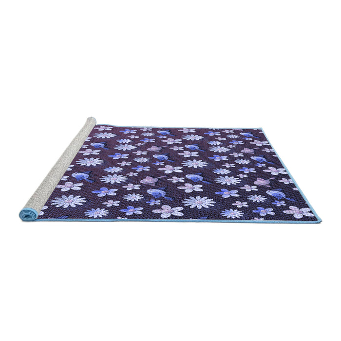 Sideview of Machine Washable Transitional Plum Purple Rug, wshpat960blu