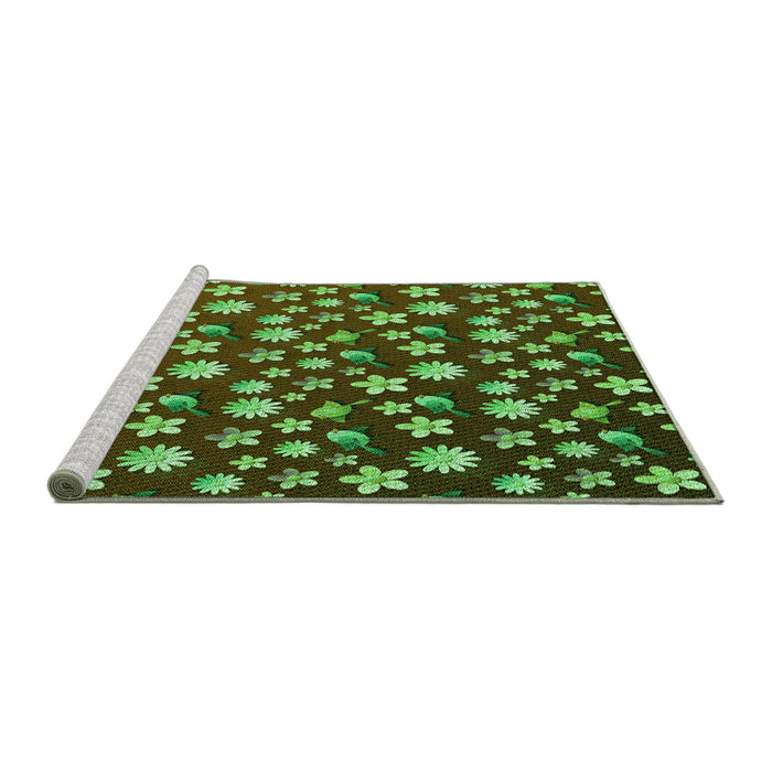 Sideview of Machine Washable Transitional Bakers Brown Rug, wshpat960grn