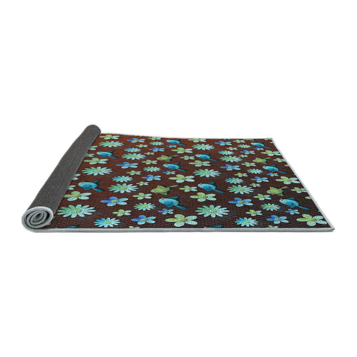 Thickness of Patterned Cadet Blue Green Rug, pat960lblu