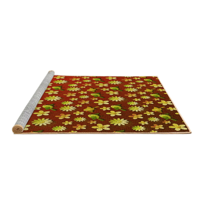 Sideview of Machine Washable Transitional Orange Gold Rug, wshpat960yw