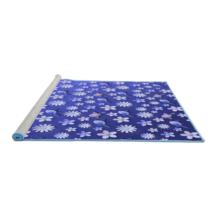 Sideview of Machine Washable Transitional Sky Blue Rug, wshpat961blu