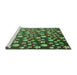 Sideview of Machine Washable Transitional Green Rug, wshpat961grn