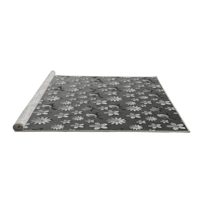 Sideview of Machine Washable Transitional Grey Gray Rug, wshpat961gry