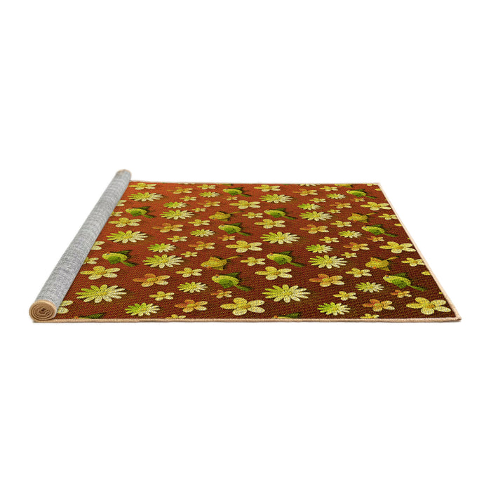 Sideview of Machine Washable Transitional Yellow Rug, wshpat961yw
