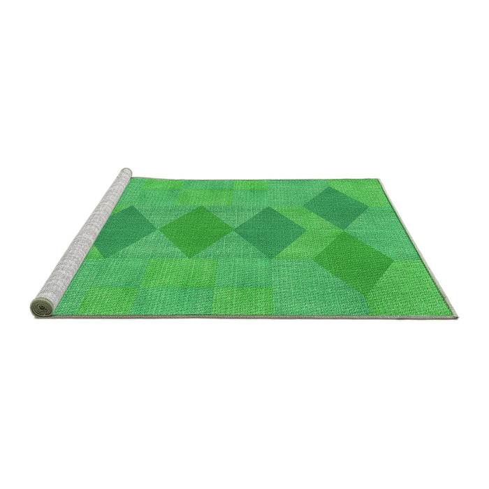 Sideview of Machine Washable Transitional Neon Green Rug, wshpat963grn