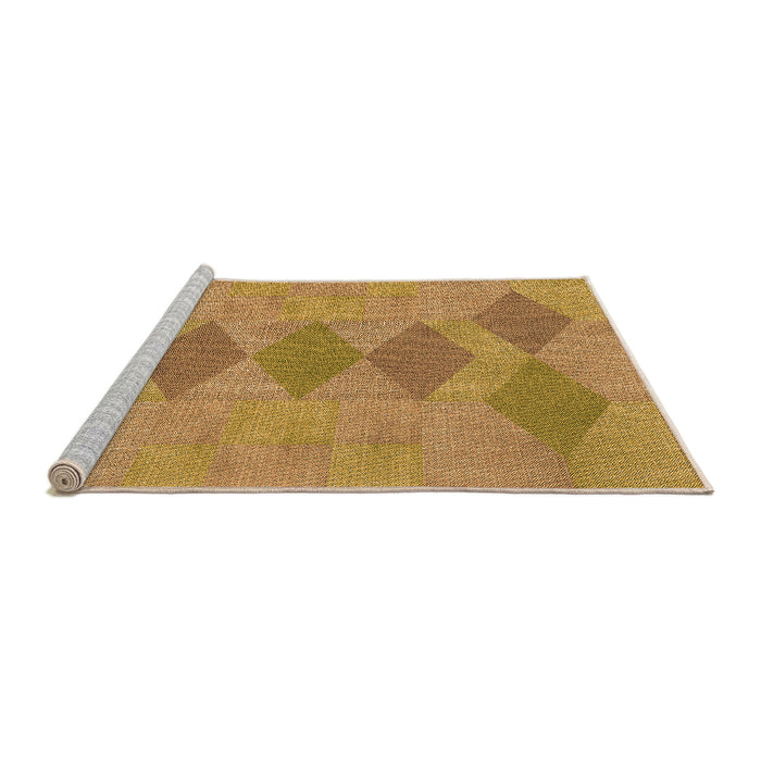 Sideview of Machine Washable Transitional Yellow Rug, wshpat963org