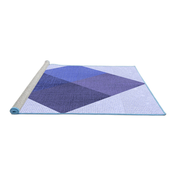 Sideview of Machine Washable Transitional Royal Blue Rug, wshpat964blu