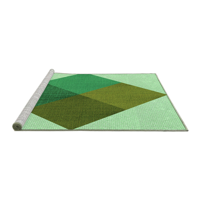 Sideview of Machine Washable Transitional Dark Lime Green Rug, wshpat964grn