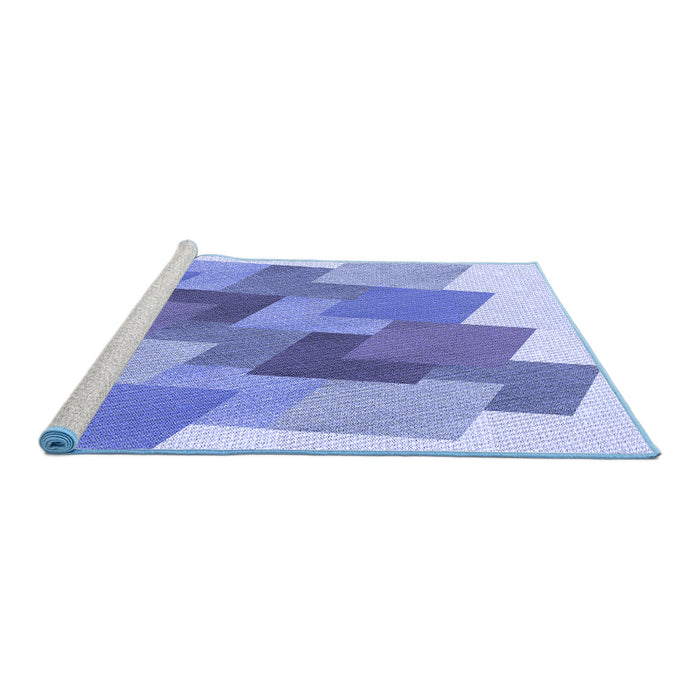 Sideview of Machine Washable Transitional Blue Rug, wshpat965blu