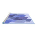 Sideview of Machine Washable Transitional Blue Rug, wshpat965blu