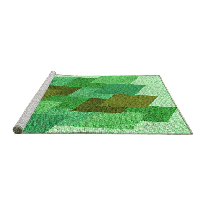 Sideview of Machine Washable Transitional Dark Lime Green Rug, wshpat965grn
