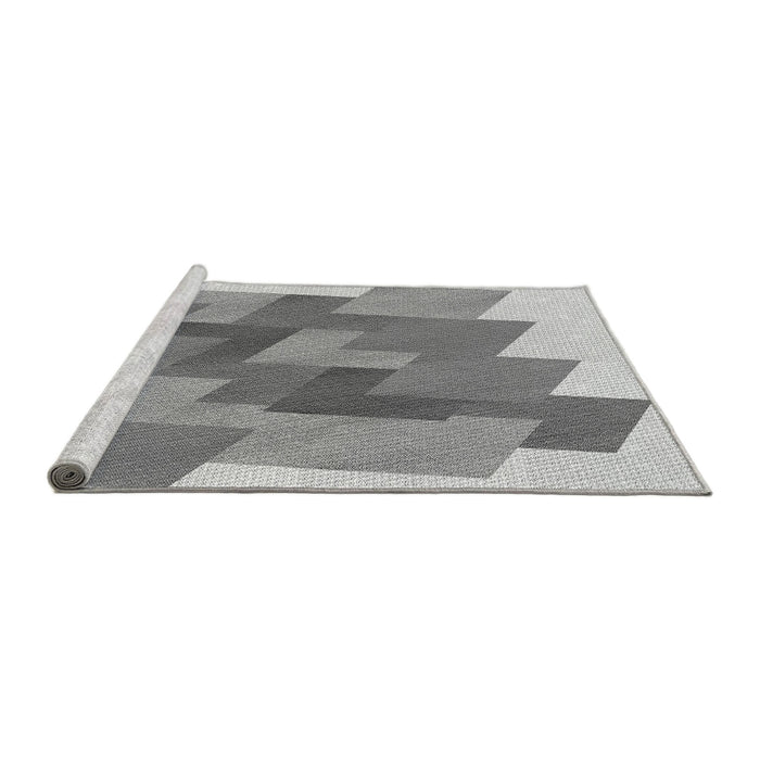 Sideview of Machine Washable Transitional Metallic Silver Gray Rug, wshpat965gry