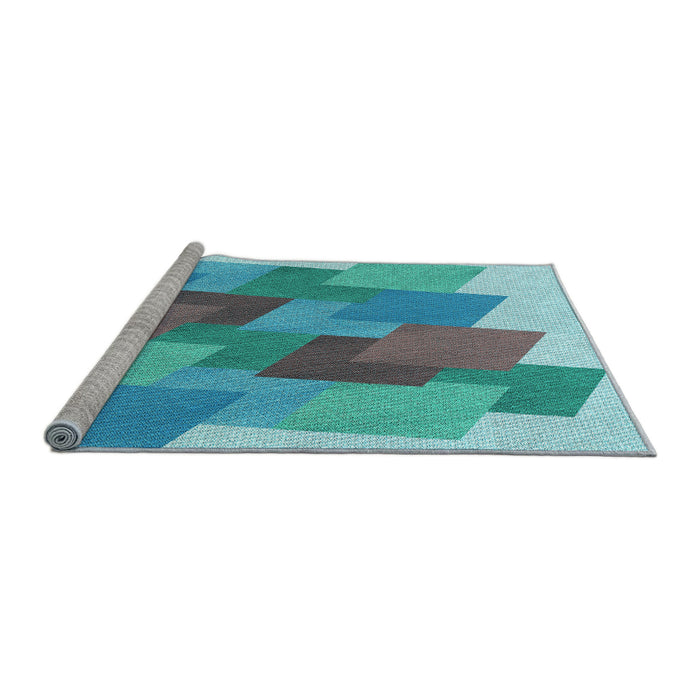 Sideview of Machine Washable Transitional Glacial Blue Ice Blue Rug, wshpat965lblu