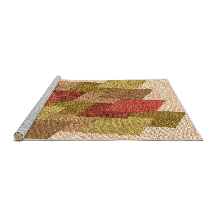 Sideview of Machine Washable Transitional Yellow Rug, wshpat965org
