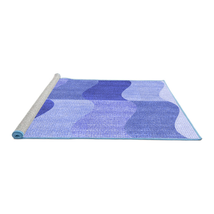 Sideview of Machine Washable Transitional Blue Rug, wshpat966blu