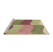 Sideview of Machine Washable Transitional Ginger Brown Green Rug, wshpat966brn
