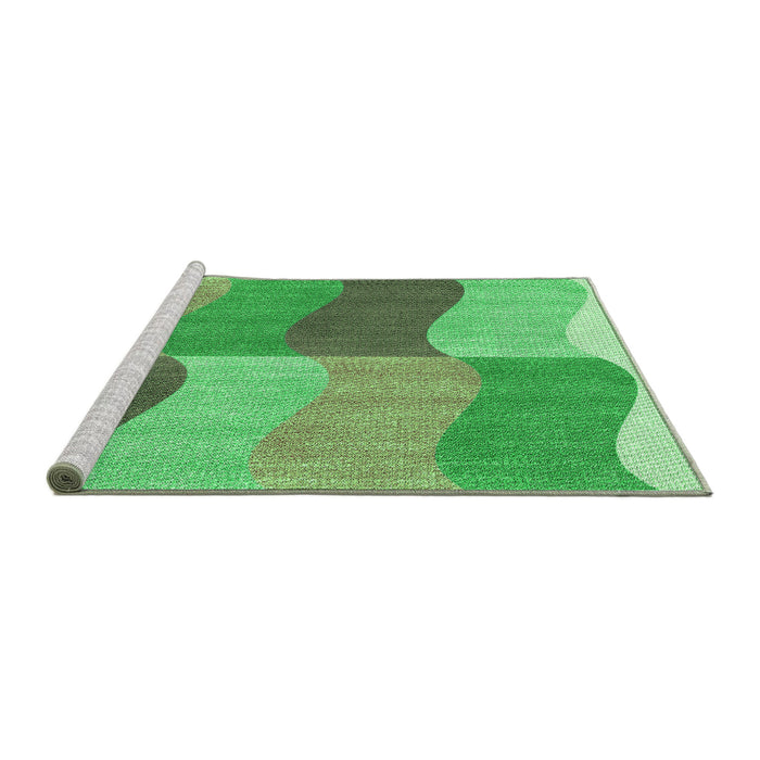 Sideview of Machine Washable Transitional Green Rug, wshpat966grn