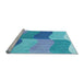 Sideview of Machine Washable Transitional Blue Rug, wshpat966lblu