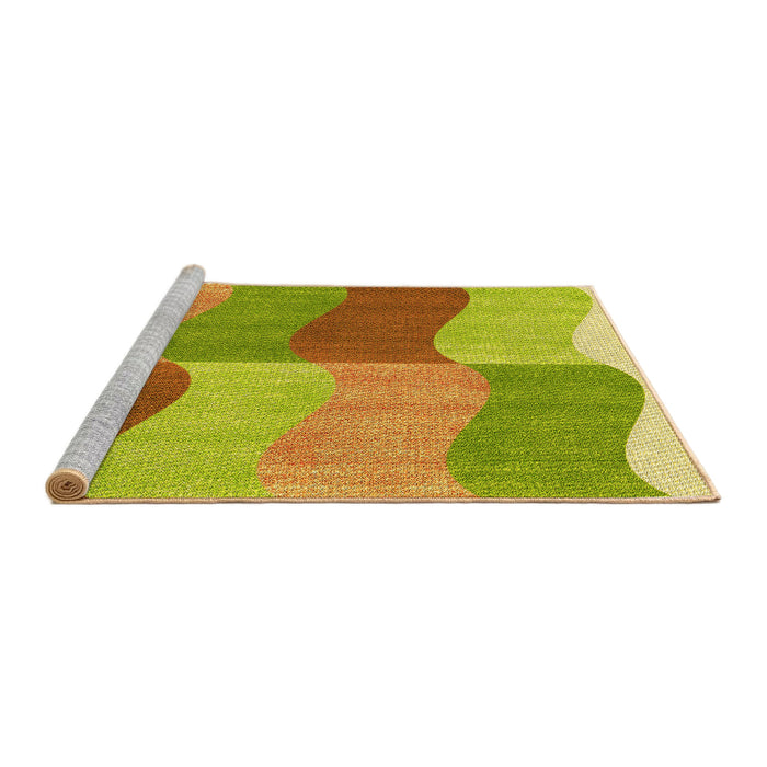 Sideview of Machine Washable Transitional Neon Yellow Green Rug, wshpat966yw