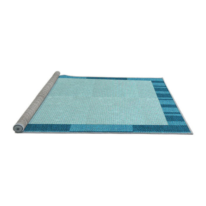 Sideview of Machine Washable Transitional Blue Rug, wshpat967lblu