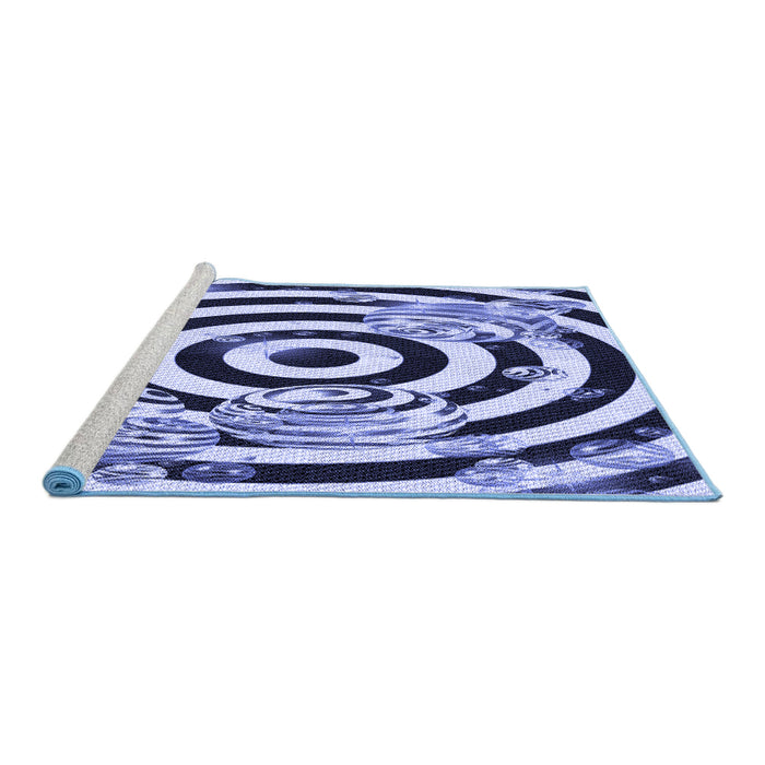 Sideview of Machine Washable Transitional Blue Rug, wshpat968blu