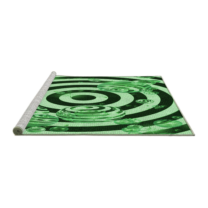 Sideview of Machine Washable Transitional Deep Emerald Green Rug, wshpat968grn
