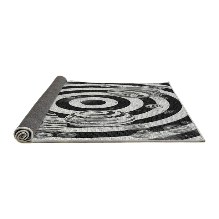 Thickness of Patterned Dark Gray Black Rug, pat968gry