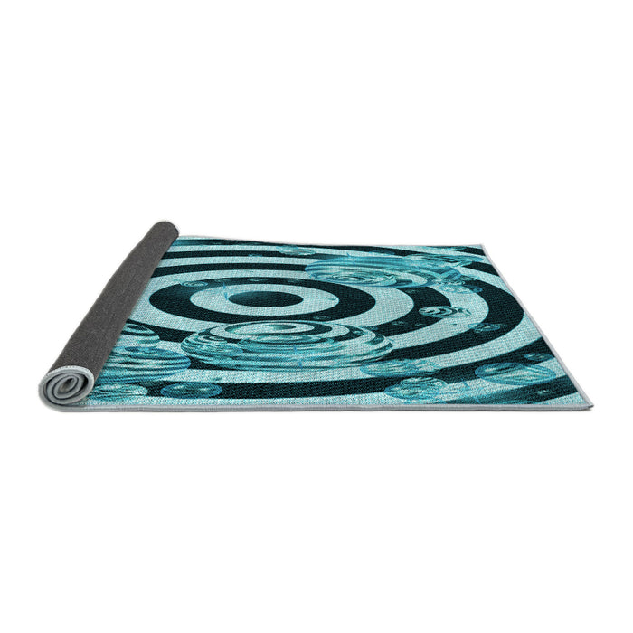 Thickness of Patterned Medium Teal Green Rug, pat968lblu