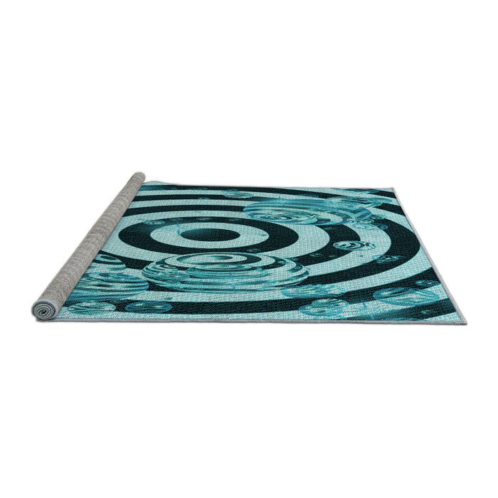 Sideview of Machine Washable Transitional Medium Teal Green Rug, wshpat968lblu