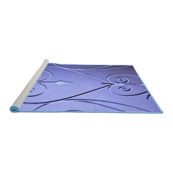 Sideview of Machine Washable Transitional Denim Blue Rug, wshpat969blu